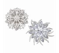 PATIKIL Ensemble de Broches Fleur en Strass, 2 Styles de Broche Élégante Tournesol Cristal pour Femmes Costumes Robes Manteaux Bouquets Fêtes Artisanat, Blanc