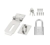 PATIKIL Ensemble de loquet de porte en acier inoxydable de 7,6 cm avec clés et vis - Loquet de porte de sécurité pour porte extérieure, armoire, rangement - Argenté