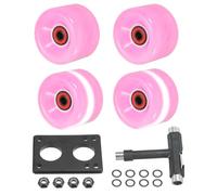 PATIKIL Ensemble de Roues de Patins à roulettes, 4 Pcs 65mm 78A Ensemble de Roues de Skateboard Cruiser Lumineuses avec Roulements Trucks Kit d'Outils pour Patinage Quad Extérieur, Rose