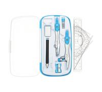 PATIKIL Ensemble d'outils de précision géométrique, 11 pièces avec boîte de rangement incassable, règles, boussole de mathématiques, bleu (style 1)