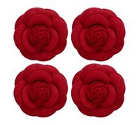 PATIKIL Épingle en Tissu Camellia, 4 Pièces Broche de Fleur Artificielle Broches pour Femmes Filles Décoration de Fête de Mariage en Tissu Accessoires de Bijoux Cadeau, Rouge