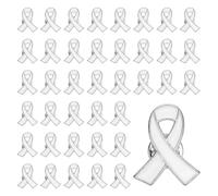 PATIKIL Épingles Ruban Blanc, 50 Pcs Épingles de Sensibilisation avec Fermoir Sécurisé Broche en Émail pour Soutien Public aux Événements Caritatifs et Collectes