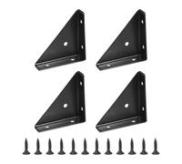 PATIKIL Équerres d'Angle 2,6 x 2,6 Pouces, 4 Pièces Équerre de Tablette Triangulaire en Acier Laminé à Froid Support de Jonction d'Équerre à Angle Droit avec Vis pour Bord de Bureau, Noir