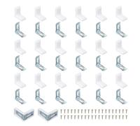 PATIKIL Équerres Métalliques Pour Angle, Lot De 20 Supports En L Pour Étagère Avec Couvercle En Plastique Et Vis Pour Fixer Des Tiroirs Étagères En Bois Cadre De Meuble, Blanc