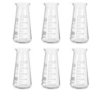 PATIKIL Erlenmeyer Flask, 6 Pcs 125ml 4.13oz Narrow Mouth Graduated Flasks Borosilicate Glass With Printed Graduation Pour Lab Experiment Chemistry Science Study