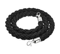 PATIKIL Étançon Corde, 1,5 m / 5 pieds Barrière Corde Torsadé Poteau Cordes avec Mousquetons pour Postes Supports Attente Séparateur Foule Contrôle pour Hôtel, Noir Argent