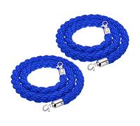 PATIKIL Étançon Corde, 2 Lot 1,5 m / 5 pieds Barrière Corde Torsadé Poteau Cordes avec Mousquetons pour Postes Supports Attente Séparateur Foule Contrôle pour Hôtel, Bleu Argent
