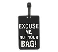 PATIKIL Étiquette de bagage (Excusez-moi, ce n'est pas votre sac), Étiquette de bagage drôle en PVC pour identifier les bagages pour femmes et hommes, Noir