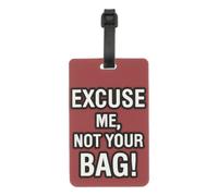PATIKIL Étiquette de bagage (Excusez-moi, ce n'est pas votre sac), Étiquette de bagage drôle en PVC pour identifier les bagages pour femmes et hommes, couleur bordeaux