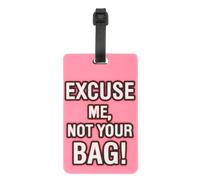 PATIKIL Étiquette de bagage (Excusez-moi, ce n'est pas votre sac), Étiquette de bagage drôle en PVC pour identifier les bagages pour femmes et hommes, Rose vif