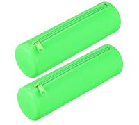 PATIKIL Étui À Stylo en Silicone, 2 Pcs Pochette Ronde Petite pour Crayons avec Fermeture Éclair Imperméable Esthétique Sac De Rangement Souple pour Cosmétiques Fournitures, Vert