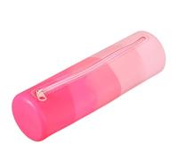 PATIKIL Étui À Stylo en Silicone, Pochette Ronde Petite pour Crayons avec Fermeture Éclair Imperméable Esthétique Sac De Rangement Souple pour Cosmétiques, Rose
