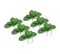 PATIKIL Faux Orchidée Feuilles 4.3 Pouce, 6 Paquet Petit Artificiel Phalaenopsis Feuillage Réel Latex Toucher Vert Plante 5 Feuilles avec Tiges pour Maison Fleurs Pot Décoratif, Vert