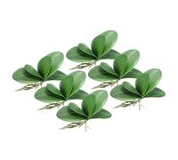 PATIKIL Faux Orchidée Feuilles 5.7 Pouce, 6 Paquet Petit Artificiel Phalaenopsis Feuillage Réel Latex Toucher Vert Plante 5 Feuilles avec Tiges pour Maison Fleurs Pot Décoratif, Vert