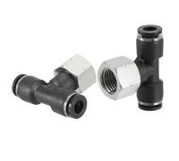 PATIKIL Femelle Dérivation Té 1/4 Pouce Tube OD x 1/4FNPT Filetage Bouton Poussoir Raccords pour Air Eau RO Système, Paquet de 2 Noir