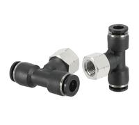 PATIKIL Femelle Dérivation Té 1/4 Pouce Tube OD x 1/8FNPT Filetage Bouton Poussoir Raccords pour Air Eau RO Système, Paquet de 2 Noir