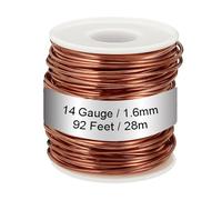 PATIKIL Fil de Cuivre pure à 99,9%, 14 Jauge / 1,6 mm de Diamètre, 28 Mètres / 92 Pieds, Bobine de 1,1 Livre Pour La Fabrication de Bijoux, Le Perlage et Les Plantes de Jardin
