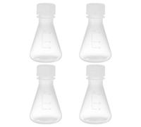 PATIKIL Fiole Erlenmeyer 4Pièces de 50Ml à Col Étroit avec Bouchon à Vis Fioles en Plastique avec Graduation Imprimée pour Expériences en Laboratoire Chimie Études Scientifiques