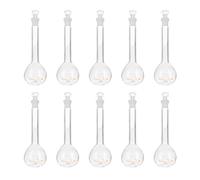 PATIKIL Fiole Jaugée de 50 ml, Lot de 10 Fioles Jaugées Graduées en Verre Borosilicate 3.3 avec Bouchon en Verre, Tolérance de 0.12 ml pour les Expériences en Laboratoire, Transparente