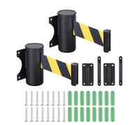 PATIKIL Fixe Mur Montage Rétractable Ceinture Barrière, 2pcs 10 Pieds Jaune Noir Couleur Ceinture avec Acier Etui pour Foule Contrôle Épicerie Détail Magasin Stade