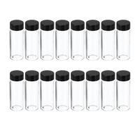 PATIKIL Flacon de Réactif de 30 mL, Lot de 16 Flacons de Stockage en Verre Rond avec Bouchon à Vis en Plastique pour Laboratoire et Maison, Transparent Noir