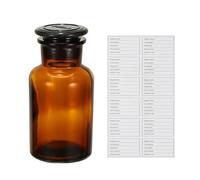 PATIKIL Flacon Réactif En Verre 250ml, Flacon De Stockage De Milieu Réactif À Large Ouverture Avec Bouchon Rodé Pour Laboratoire Eau Réactifs Chimie Science Vase Parfum, Marron (8.8oz)