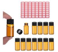 PATIKIL Flacons en Verre Ambré de 10 ml, Lot de 50 Flacons d'Échantillons avec Bouchon à Vis Et Zone d'Écriture, Flacon de Réactif Étanche avec Étiquettes, Pour Laboratoire