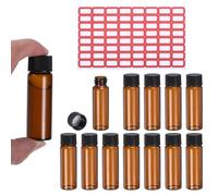 PATIKIL Flacons en Verre Ambré de 15 ml, Lot de 12 Flacons d'Échantillons avec Bouchon à Vis Et Zone d'Écriture, Flacon de Réactif Étanche avec Étiquettes, Pour Liquides de Laboratoire
