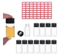 PATIKIL Flacons en Verre Transparent de 10 ml, Lot de 12 Flacons d'Échantillons avec Bouchon à Vis, Flacon de Réactif avec Étiquettes, Étanche, Pour Échantillons Liquides en Verre