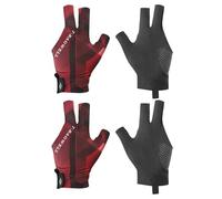 PATIKIL Gants de Billard à 3 Doigts pour Main Gauche, 2 Pcs Accessoires pour Tireur, Carambole, Billard, Snooker, Sport, Noir Rouge
