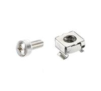 PATIKIL Grille Support Cage Écrous M6x15mm Montage Vis Fer Nickel Plaqué pour Server Grille Cabinets avec Rondelles, Argenté 20 Ensembles
