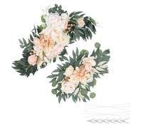 PATIKIL Guirlande de Fleurs pour Arche de Mariage, 2 Pièces de Fausses Fleurs de Rose Artificielles en Soie avec Feuillage pour Décoration de Cérémonie de Bienvenue, Jaune Clair/Crème