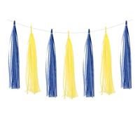 PATIKIL Guirlande De Franges, 20Pcs Franges en Papier De Soieations De Fête Kits DIY pour Mariage Anniversaire Baby Shower, Bleu Marine/Jaune Vif