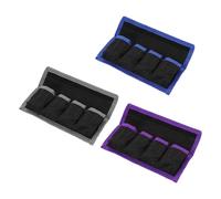 PATIKIL Housse Poche Batterie D'Appareil Photo, Etui Rangement en Nylon À 4 Poches Batteries AAA Et LP-E6 LP-E8 NP-FW50 EN-EL14 EN-EL15 (Gris, Bleu, Violet)