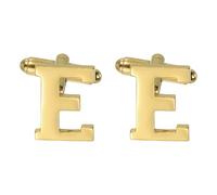 PATIKIL Initial Cufflinks, Classic Alphabet Letter E Stainless Steel Men Cuff Links 26 Letters A-Z with Box pour Men Father Husband Weddings Gift Business Birthday, Gold Tone