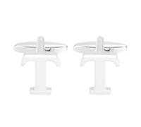 PATIKIL Initial Cufflinks, Classic Alphabet Letter t Copper Men Cuff Links 26 Letters A-Z With Box Pour Men Father Husband Weddings Gift Business Birthday Party, Silver Tone