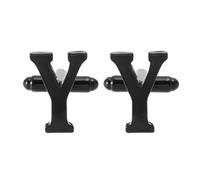 PATIKIL Initial Cufflinks, Classic Alphabet Letter Y Men Cuff Links 26 Letters A-Z With Gift Box Pour Men Father Husband Weddings Gift Business Birthday Party, Black