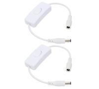 PATIKIL Interrupteur Inline DC On/Off, 2pcs Adaptateur Fiche Mâle à Femelle DC Câble d'Extension d'Alimentation Connecteur Pour Bande LED Caméra de Sécurité CCTV, Blanc