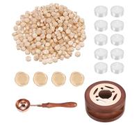 PATIKIL Kit De Cachet À Cire, 300 Perles De Cire, Chauffeur En Bois, Cuillère À Fondre, 10 Bougies Pour Enveloppes Lettres Artisanat DIY, Pendentif Orange