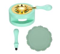 PATIKIL Kit De Cachet De Cire Comprend Chauffeur De Cachet, Cuillere De Fusion, Tapis En Silicone, Poignee De Cachet, Pot De Four Retro Pour Outil De Bricolage De Lettres, Vert Clair/Vert