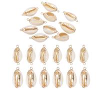 PATIKIL Kit de Charme en Coquillage Naturel, 10 Pcs Pendentifs Artisanaux Ovales Teints en Coquillage avec Trou de Connexion en Coquillage pour Fabrication Bijoux Océaniques, Couleur Or