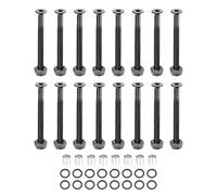 PATIKIL Kit de Quincaillerie pour Skateboard, Comprend 16Pcs Vis de Montage de Bureau de 2-1/16", 16Pcs Écrous d'Essieu, 8Pcs Entretoises, 16Pcs Rondelles pour Roue de Skateboard, Noir