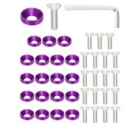 PATIKIL Kit de Rondelle Fraisée M6 Finition, 40 Ensemble en Alliage d'Aluminium pour Vis à Tête Plate pour Accessoires Mécaniques et Modèles DIY, Violet