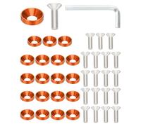PATIKIL Kit de Rondelle Fraisée M6 Finition, 40 Ensemble en Alliage d'Aluminium pour Vis à Tête Plate pour Accessoires Mécaniques et Modèles DIY, Orange