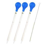 PATIKIL Kit Pipettes Graduées Avec Compte-Larmes, 3 Pcs 20ml Verre Borosilicate Avec Bouchon Caoutchouc Bleu Et Brosse Pour Transfert Liquide Pour Laboratoire, Chimie, Transparent