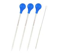 PATIKIL Kit Pipettes Graduées Larme, 3 Pcs 0.5ml Pipette Verre Borosilicate Avec Bouchon Caoutchouc Bleu Et Brosse Pour Transfert Liquide Pour Laboratoire, Chimie, Transparent