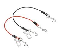 PATIKIL Laisse Anti-Mâchage pour Chien, Harnais De Sangle pour Voiture 16 Pouces avec Double Attache Et Prolongateur en Acier Tressé, (Noir/Rouge, 2 Pcs), Conçu pour La