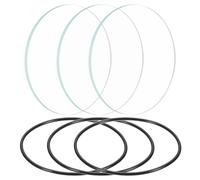 PATIKIL Lentille Led de 2,04 Pouces de Diamètre, 3 Ensembles de Lentilles en Verre à Bord Poli pour Pièces de Rechange de Lampe de Poche avec Anneau en Silicone, Transparente