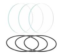 PATIKIL Lentille Led de 2,5 Pouces de Diamètre, 3 Ensembles de Lentilles en Verre Poli avec Bord Transparent Et Anneau en Silicone pour Le Remplacement de La Lentille, Transparente