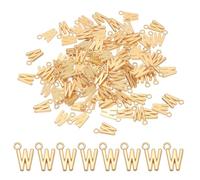 PATIKIL Letter Charm, 100 Pcs Alphabet Initial Pendant Charm Bulk Cute DIY pour Jewelry Making Bracelets Earrings Necklace Crafts, Light Gold, Letter W